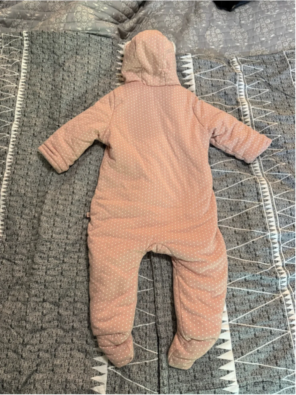 Baby Gap Pink Polka Dot Hooded Footie Snowsuit, 6-9 Months